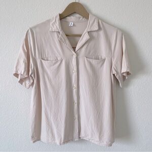 Light Pink short sleeve button up shirt